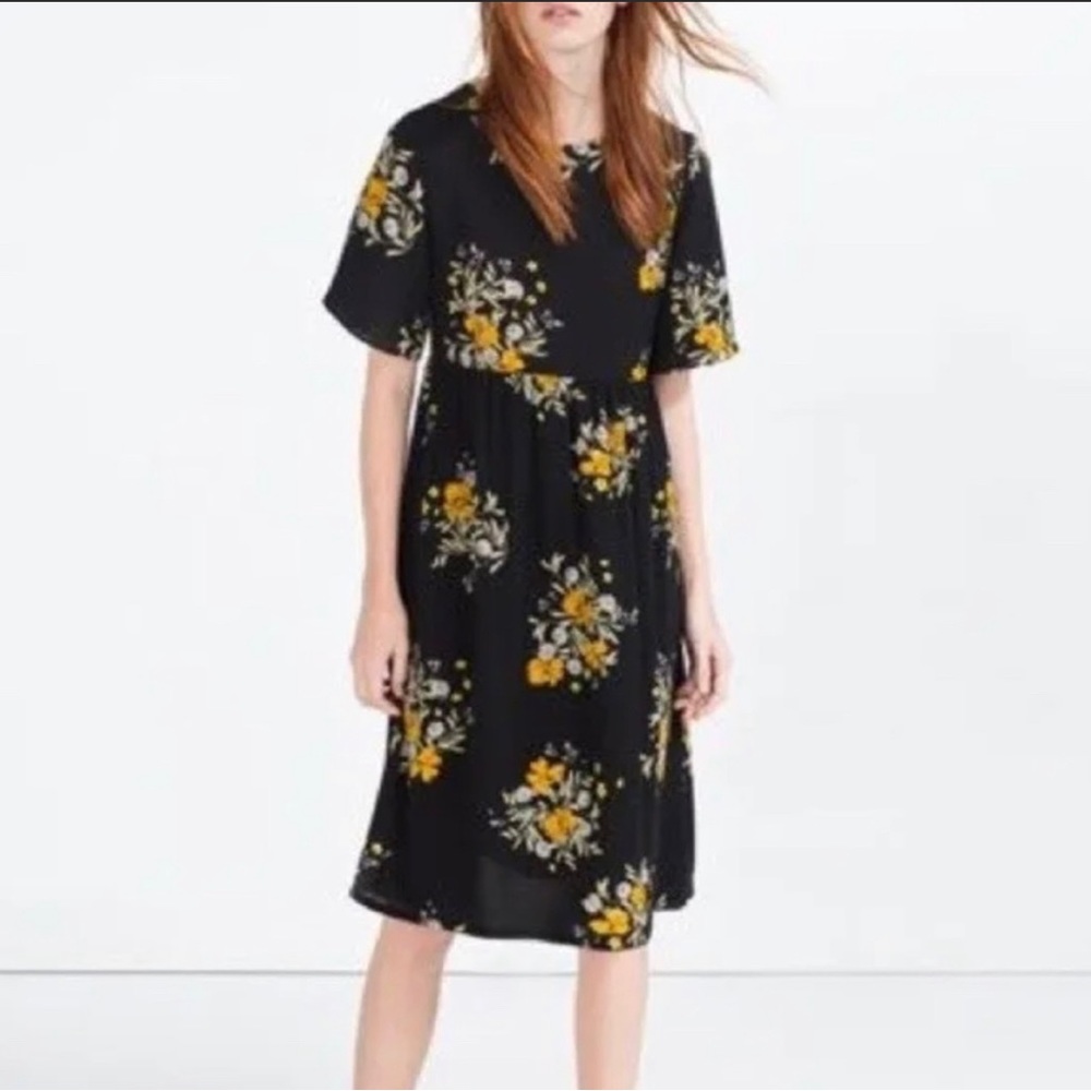 Zara Black Floral Dress